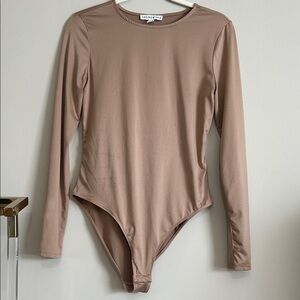 And Now This M Urban Outfitters Women's Tan Nude Stretch Long Sleeve Bodysuit
